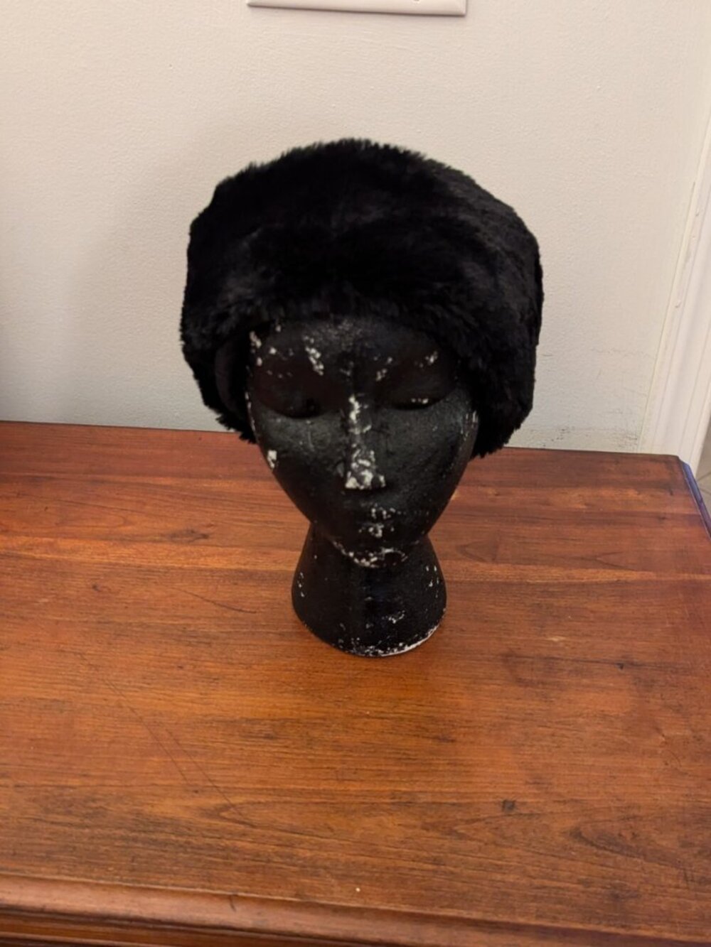 DKNY Black Faux Fur Trim Hat S